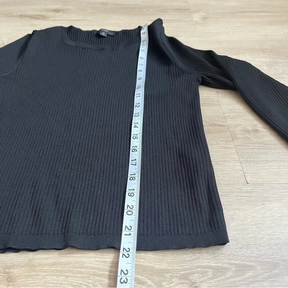 J. Crew Black Ribbed Crew Neck Sweater Women's SZ M Minimalist Basic